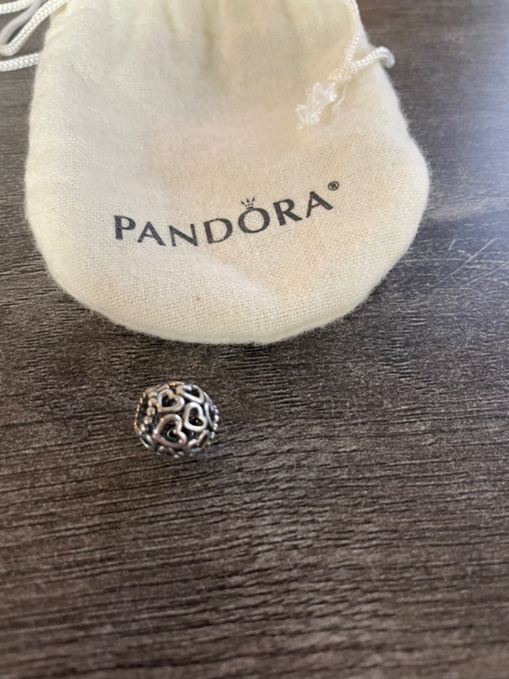 Pandora Silver Openwork Heart Bead Charm